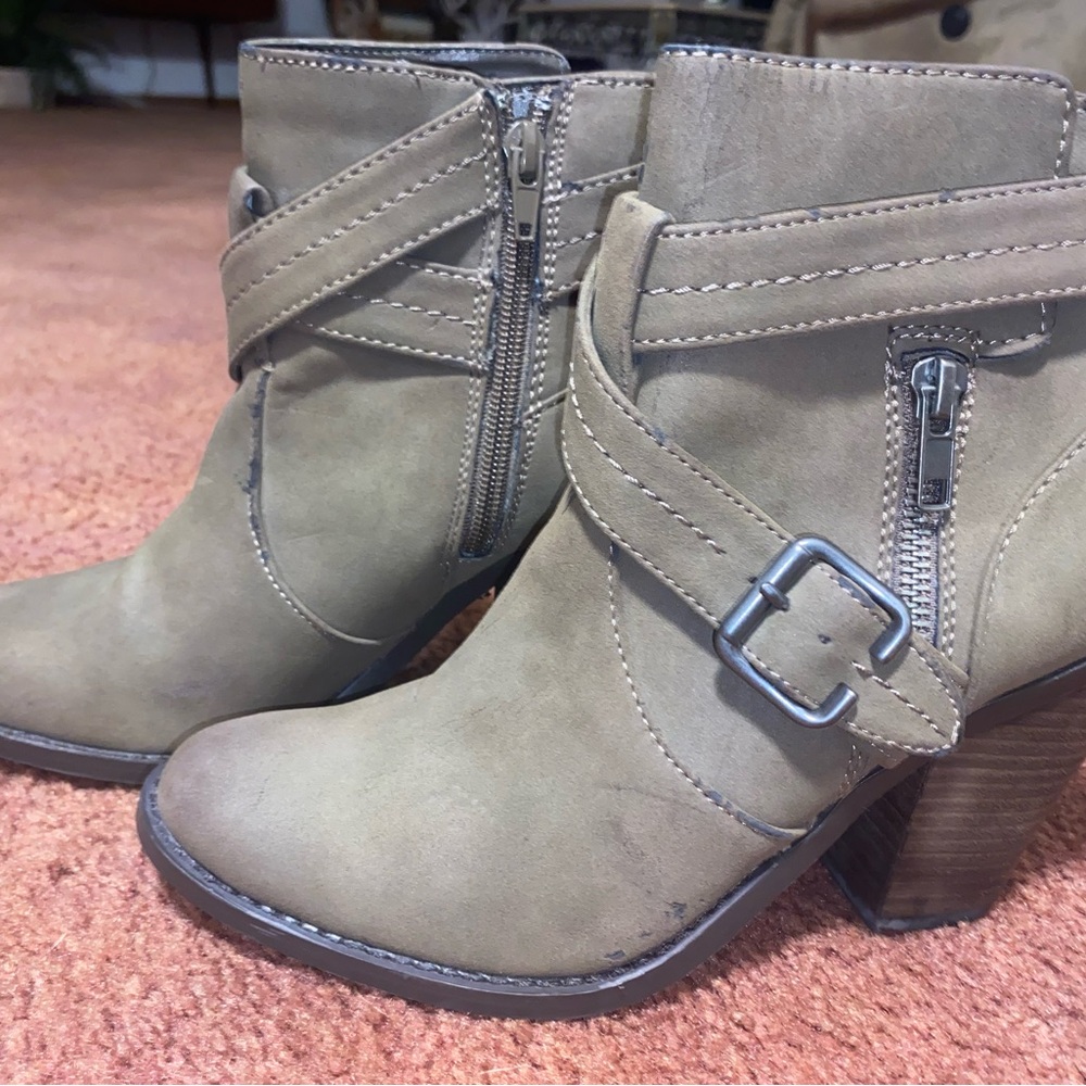 BONGO Taupe Ankle Boots with Buckle Detail